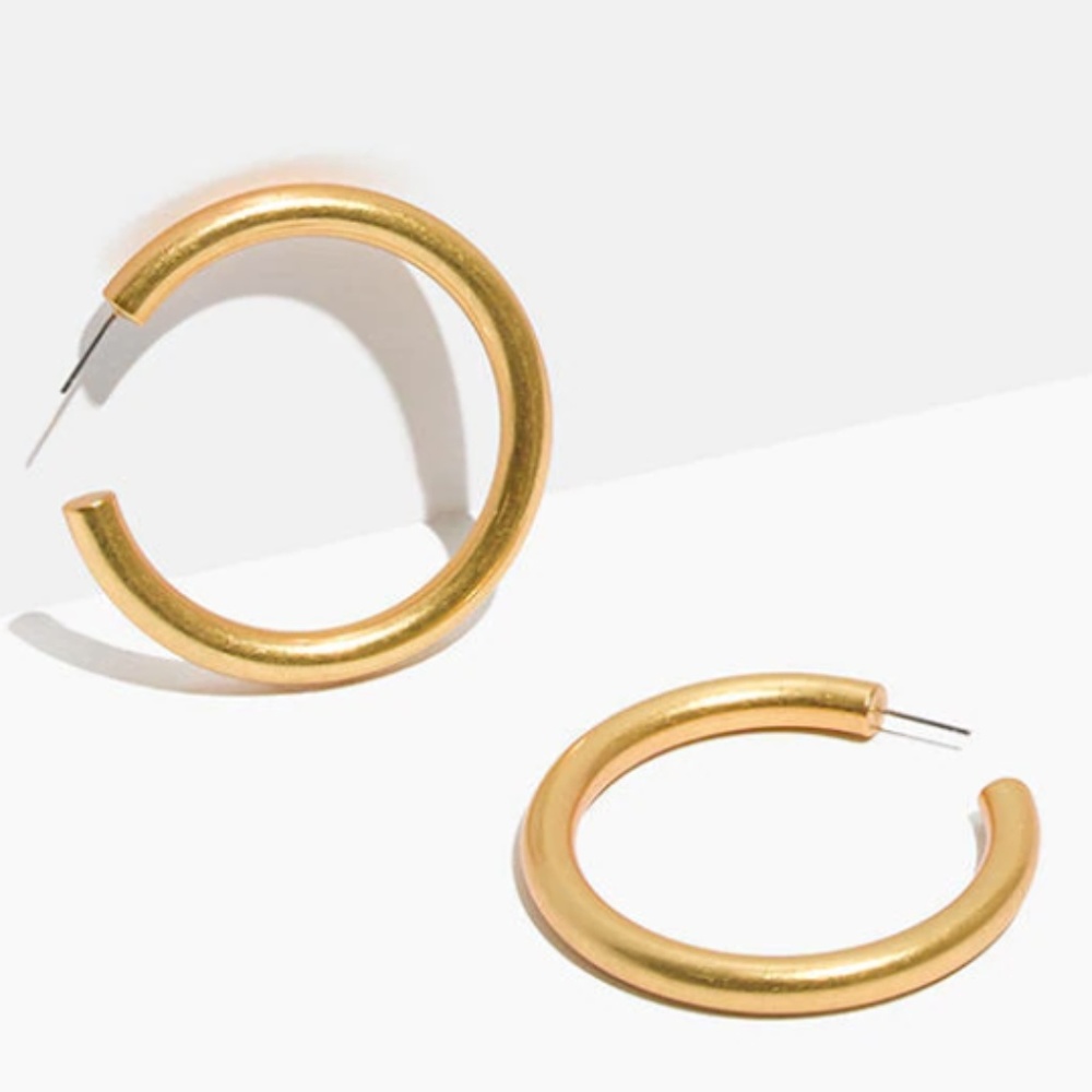 New Madewell Chunky Gold Oversized Hoop Earrings